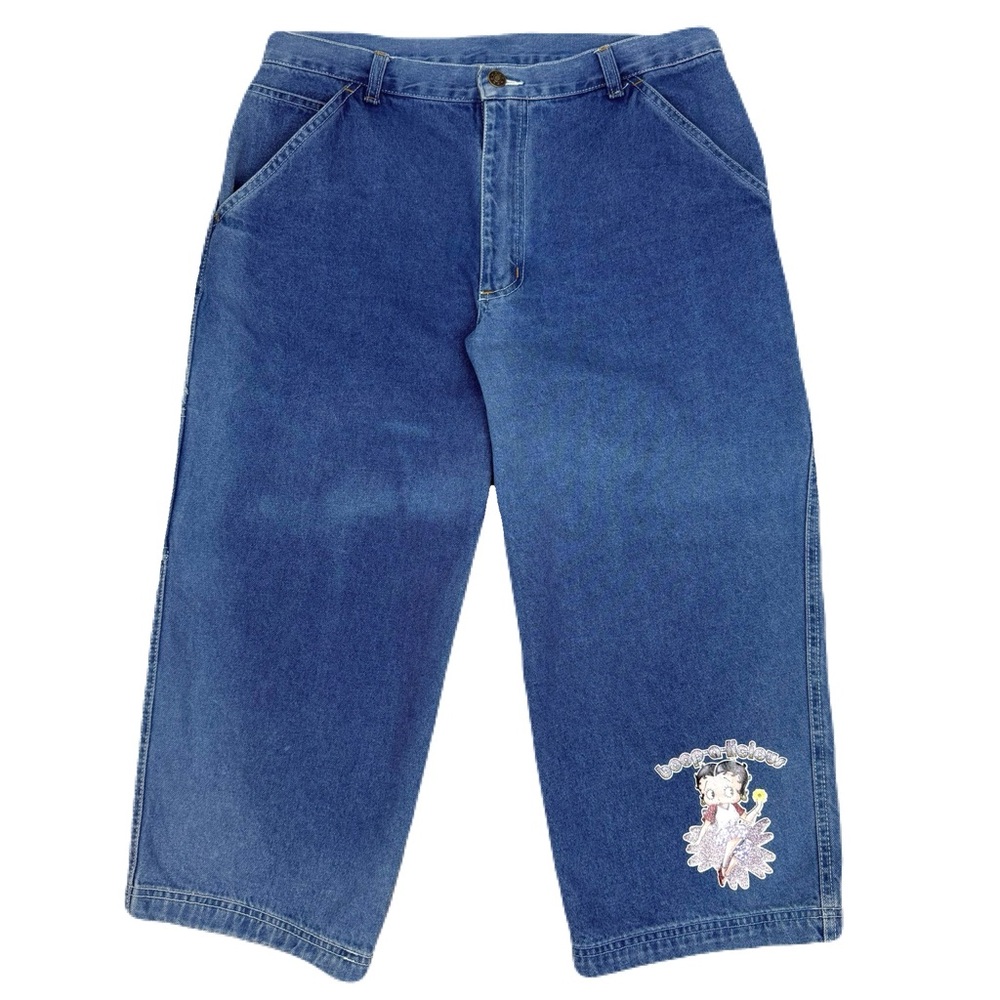 Rare Vintage/Retro Y2K Betty Boop-A-Licious Denim Carpenter/Cargo Capris Jeans